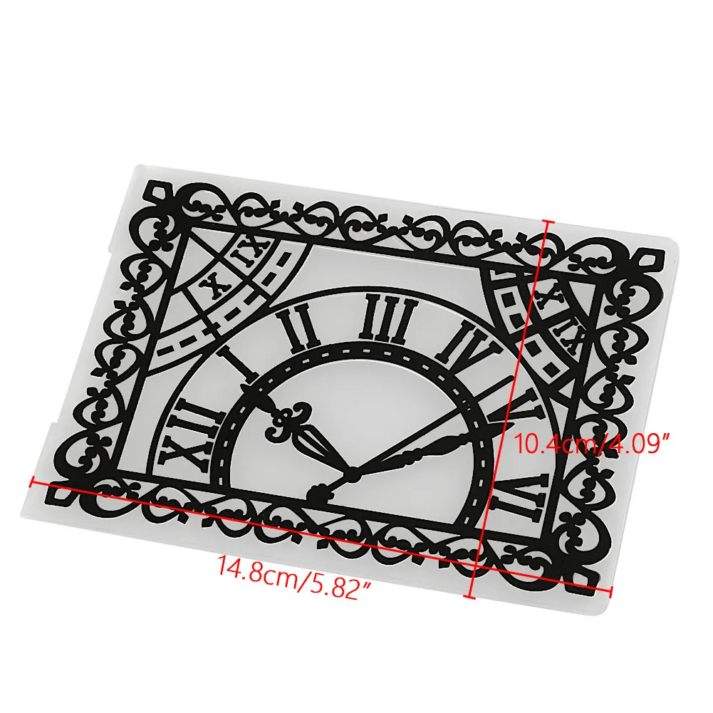 clock Сердце Цветок Кружева листья пластиковый с тиснением трафарет для книжечки шаблон для бумажные карточки ручной работы Альбом скрапбукинг украшения - Цвет: clock