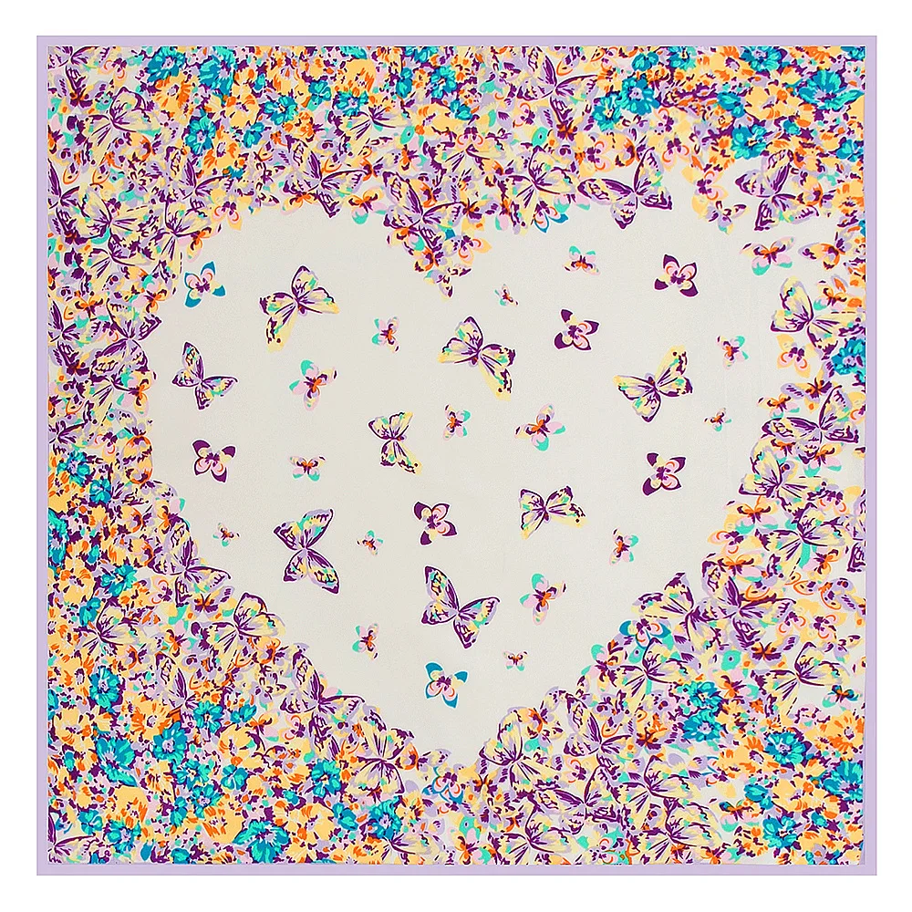 

60cm * 60cm Twill Silk Butterfly Hearts Lady Silk scarf square
