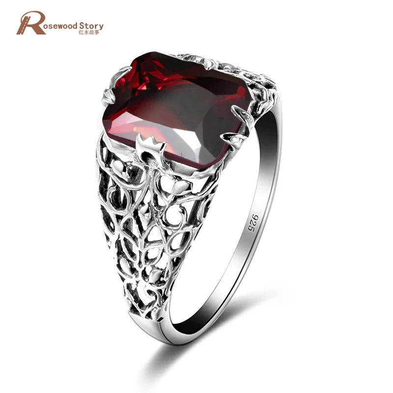 Женское кольцо с гранатом и фианитом из серебра 925 пробы|bijoux ring|rings promisebijoux fashion |