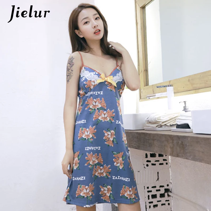 Jielur Лето 2019 г. кружево лоскутное женская ночные рубашки для девочек ночная