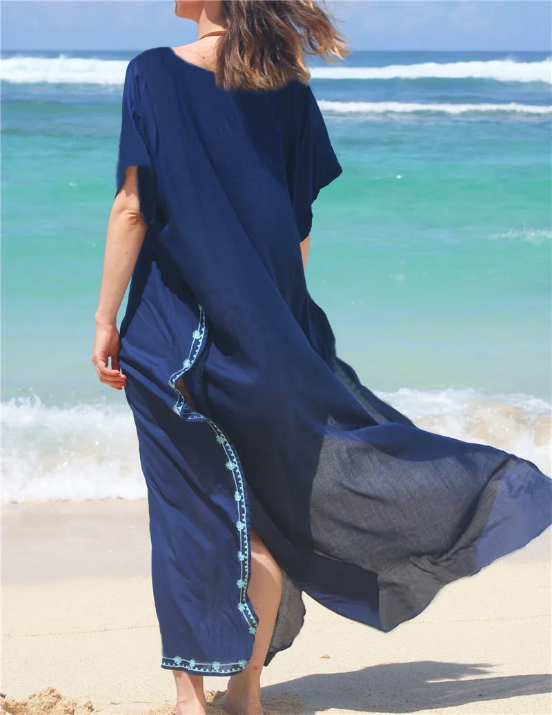 Черное Инди народное с v образным вырезом коротким рукавом сбоку сплит лодыжки