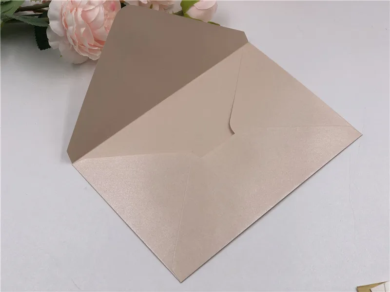 light pink pearl 25x переливающийся перламутровый бумажный Свадебный пригласительная карта в конверте перламутровый Блестящий конверт 4 торжества - Цвет: light pink pearl