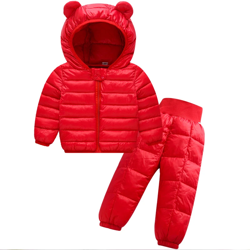 Winter Baby Boys And Girls Clothing Sets Full Sleeve Warm Down Coat Pants 2 Pcs Suit For Kids Jacket Children Outerwer | Детская одежда