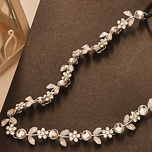 Белый/золотой женский эластичный ободок для волос со стразами и цветком