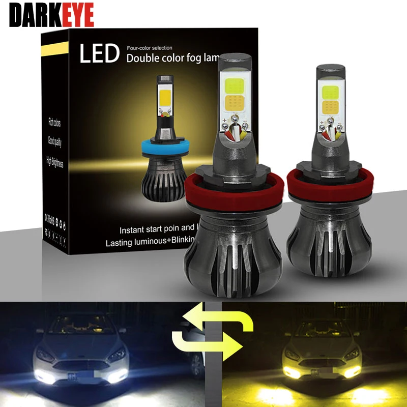 Светодиодная лампа DARKEYE 2 шт. H8 H11 H3 Led 880 H27 H9 Противотуманные фары s 1200LM 6000K 12V белые