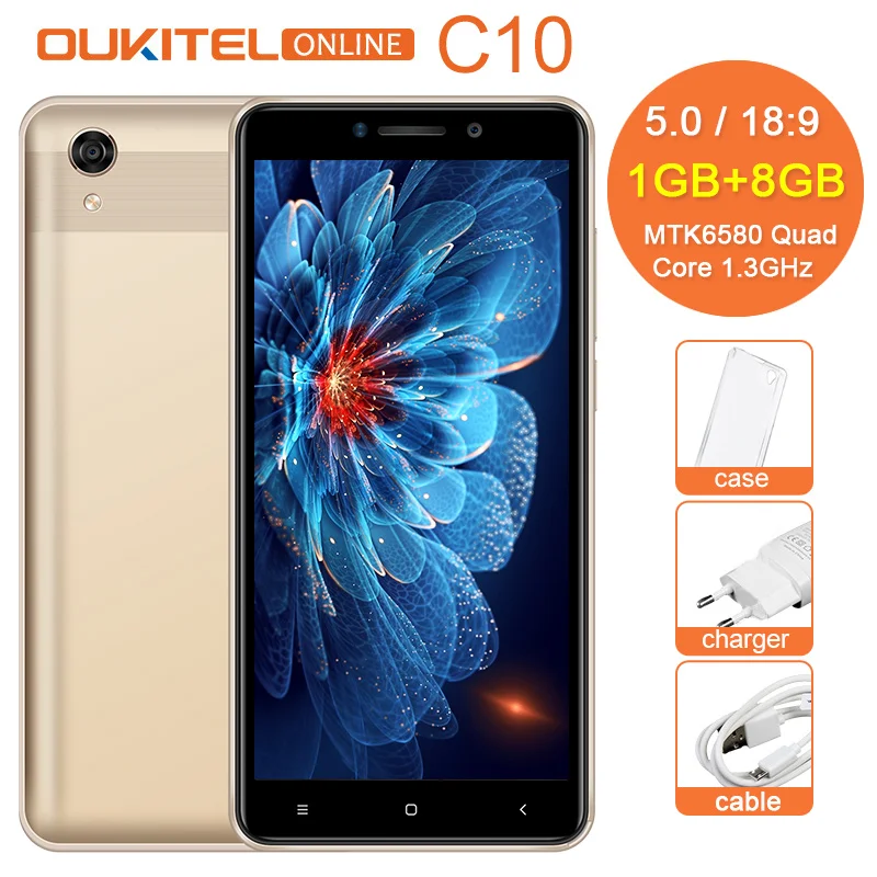 Oukitel C10 3g Android 8 1 5 0 дюймов 18:9 Дисплей GB MTK6580 4 ядра смартфон 1. Гц 7 2000 mAh мобильный