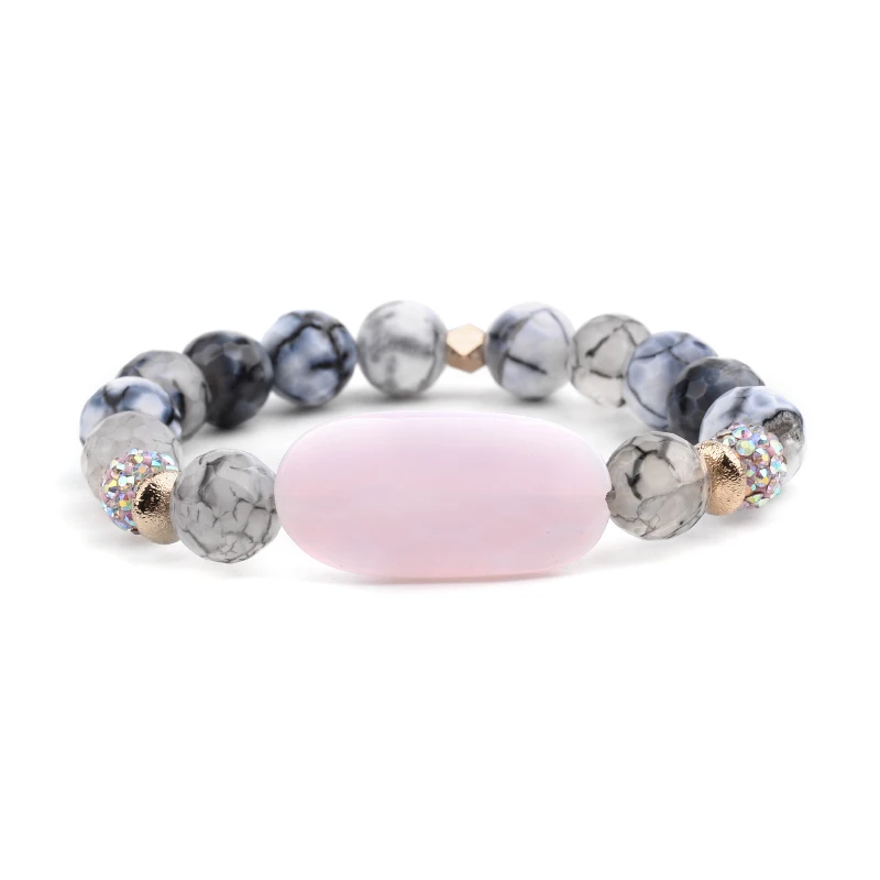 6-Dragon Agate 1 Boho натуральный драгоценный камень женские браслеты с подвесками Белый Howlite настоящий Агат вены дракона хрустальный шар стекло струны бусины браслет BC314 - Окраска металла: 6-Dragon Agate 1