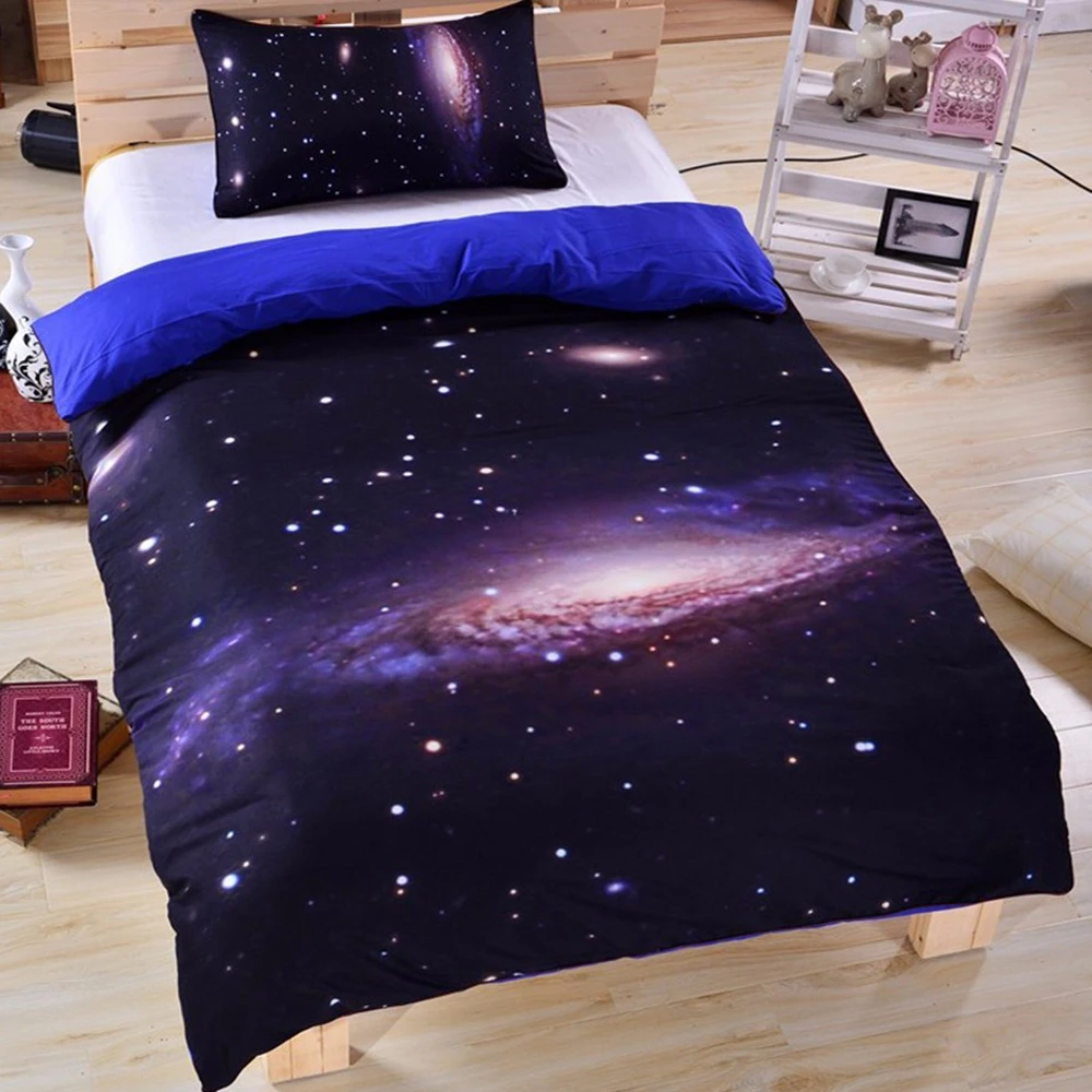 Комплект постельного белья BeddingOutlet с 3D Galaxy принтом Earth Moon великолепный