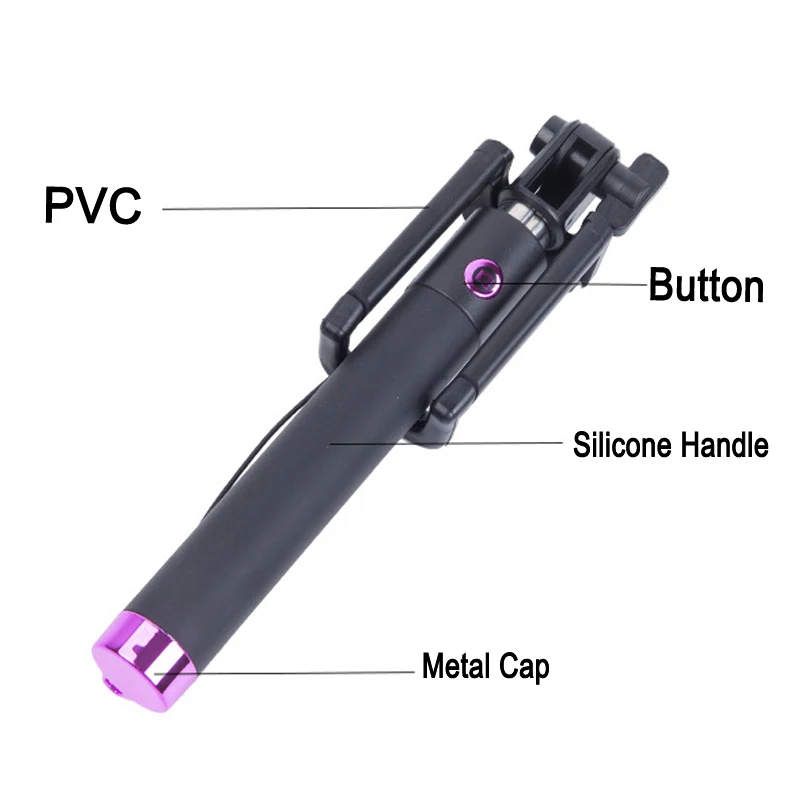 Мини селфи Палка с кнопкой проводной силиконовый монопод ручкой универсальная