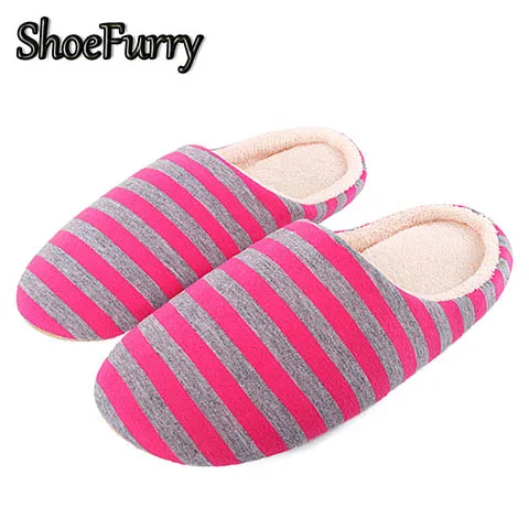SWW-LTW Rose Red ShoeFurry/Повседневная обувь; мужские зимние домашние тапочки; мягкая плюшевая теплая хлопковая обувь; мужские домашние тапочки; меховые тапочки в полоску для спальни - Цвет: SWW-LTW Rose Red