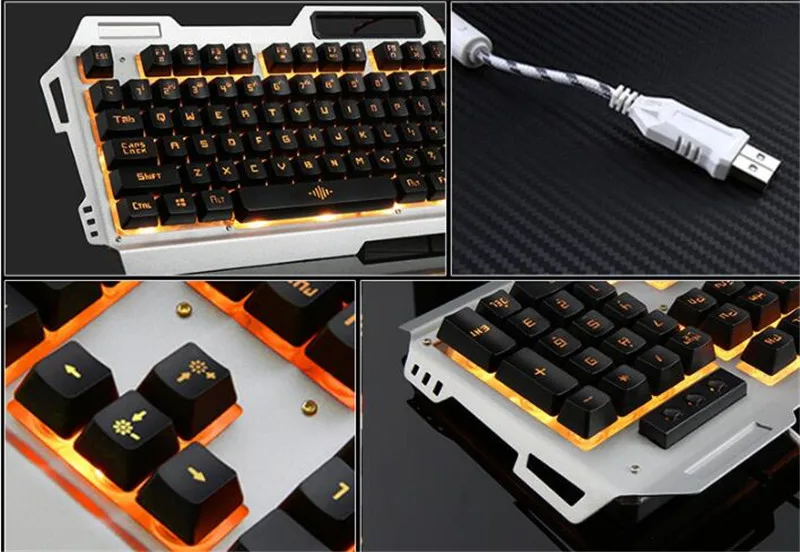 KuWFi английская игровая клавиатура USB Проводная Механическая 104 клавиши сменная