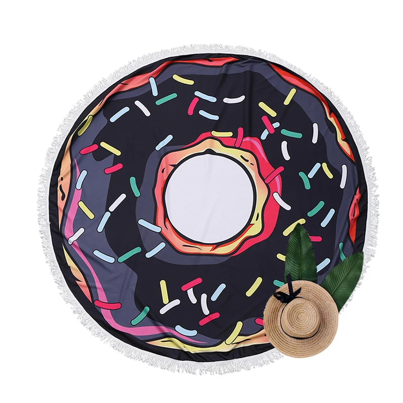 Летнее круглое пляжное 3d полотенце uпятница в форме пончика черные женские