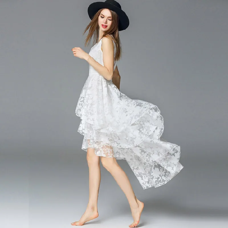 OTEN летняя одежда женские милые вечерние пляжные платья макси tunique femme robe женские платья из органзы vestidos Асимметричные