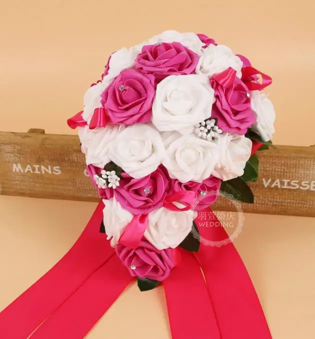 rose red Perfectlifeoh Европа и США Свадебные капли воды, можно держать в руке, Цветы свадебное платье подружки невесты, для подружки невесты - Цвет: rose red