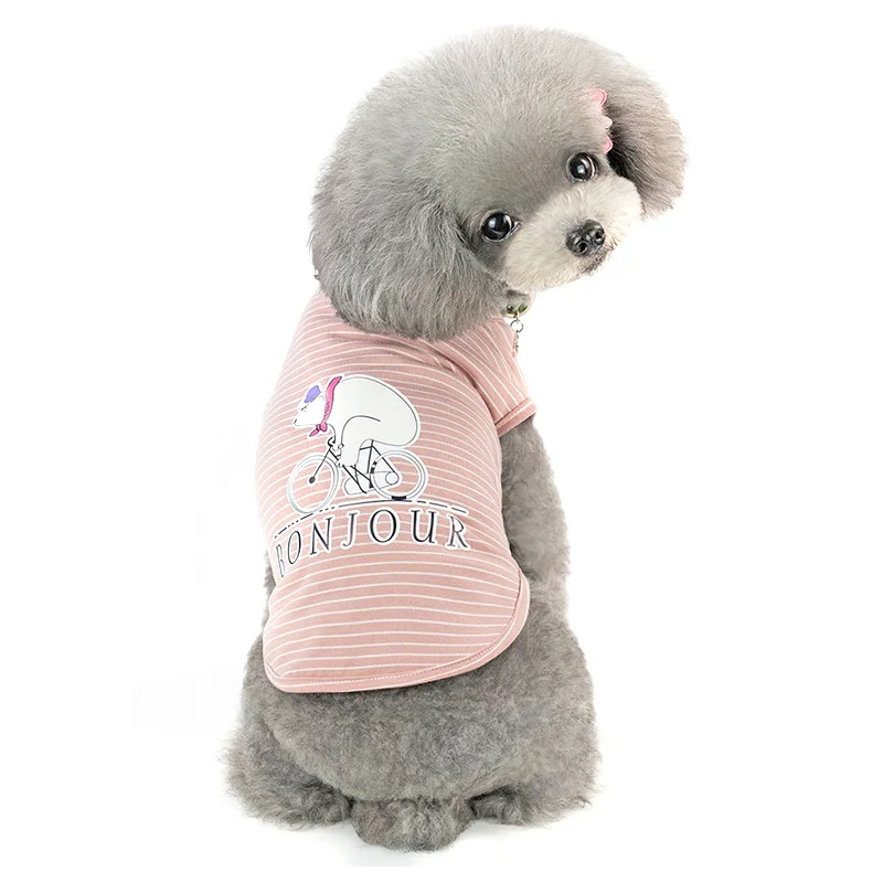 Pink Pawstrip/Летняя одежда для собак; рубашка для маленьких щенков; жилет для собак с рисунком медведя из мультфильма; футболка для чихуахуа и Померанской собаки; Одежда для собак; S-2XL - Цвет: Pink