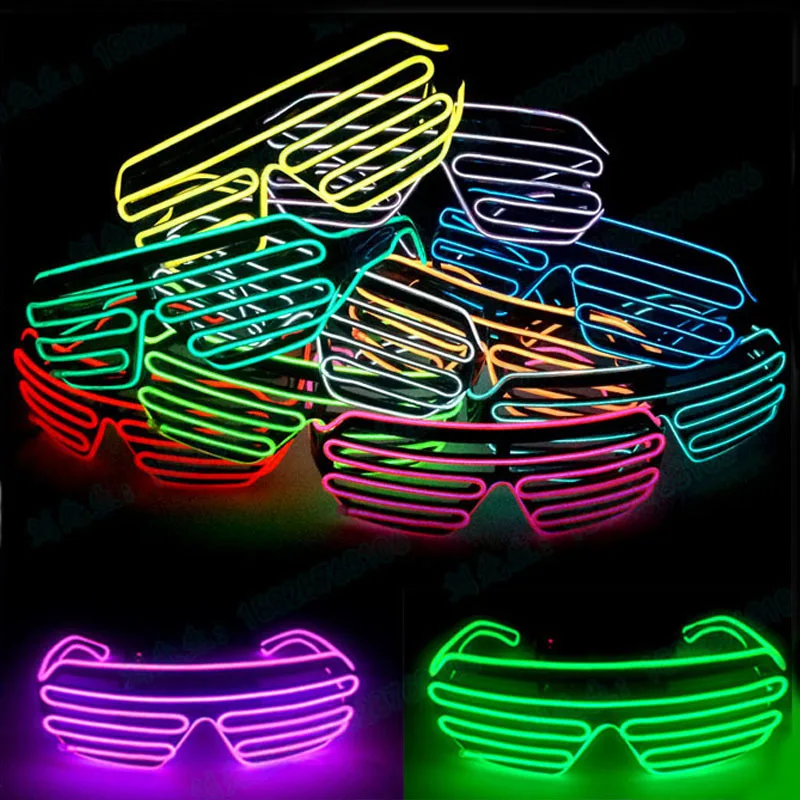 

LED Blinds Glasses Flashing EL Wire Luminous Party DIY Decorative Light Up Shades Flashing Rave Wedding Party Activing Props