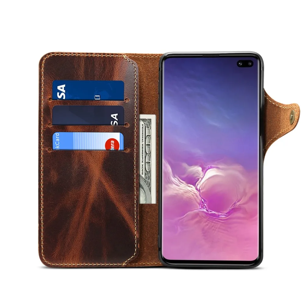 Магнитный флип-чехол для Samsung S10 S20 + Ultra S9 S8 Plus Note 10 9 8 кошелек из натуральной