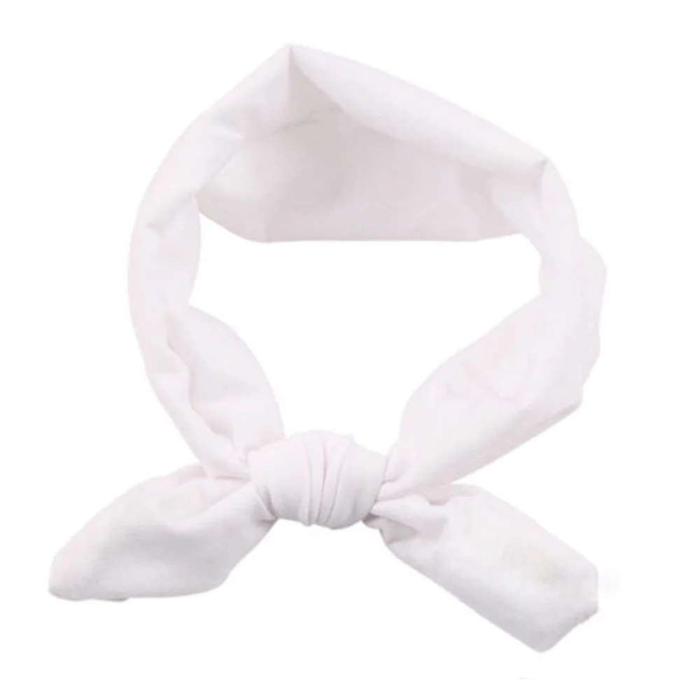 Hot Sale 1 pcs Women Fashion Elastic Stretch Plain Rabbit Bow Style Hair Band Headband Turban HairBand Hair Accessories - Цвет: white