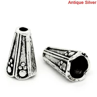 8seasons bead caps cone silver colorfits 8mm beads pattern carved 12x8mmholeapprox 1 7mm100pcs b29810