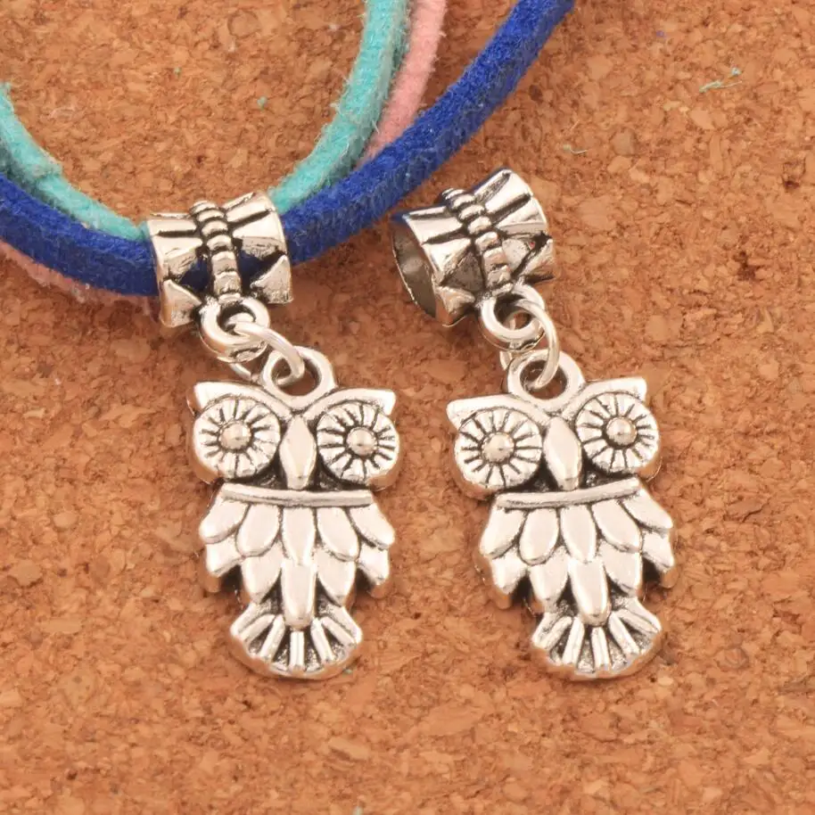 

14PCS Zinc Alloy Owl Bird Big Hole Beads Dangle Fit European Bracelet B991 11x29mm