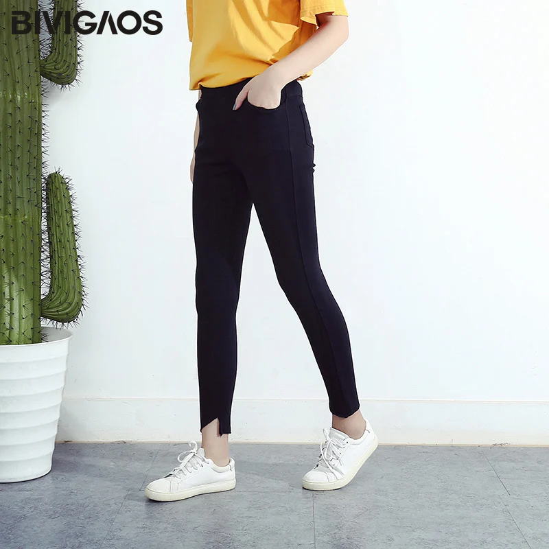 BIVIGAOS новые корейские Мода и досуг эластичные нерегулярные штаны по лодыжку