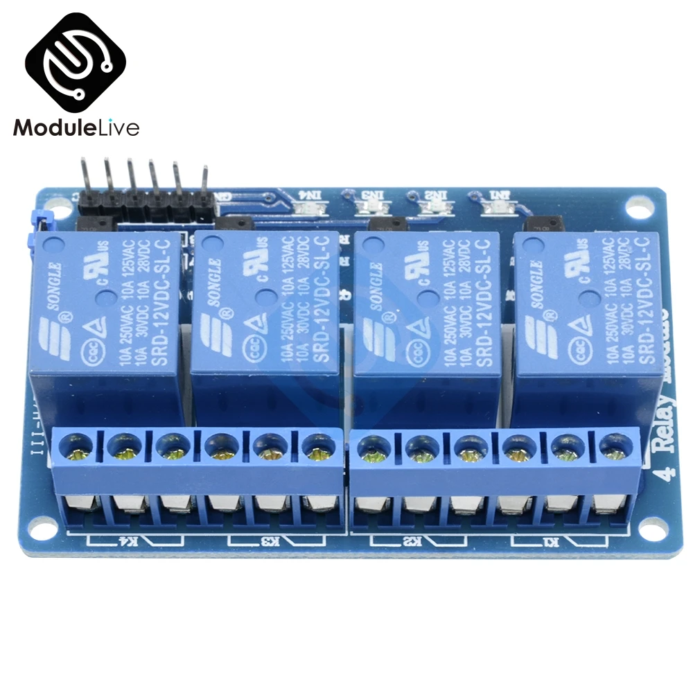 12 В постоянного тока 4 канала канальное релейное строение для Arduino ARM AVR DSP PIC MSP AC 250