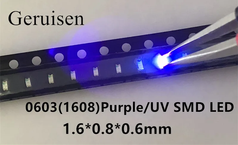 200 шт. ультрафиолетового цвета 0603 SMD SMT супер яркая светодиодная лампа s