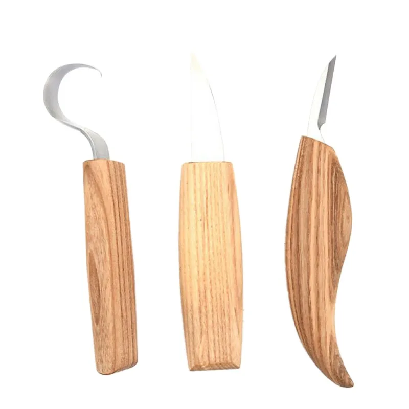 3pcs(no bag) 5 шт. для дома, древесные набор инструментов для резки крючка Нож Ложка чаша набор с сумкой для хранения портативная деревянная скульптура инструмент Ремесло стартер - Цвет: 3pcs(no bag)