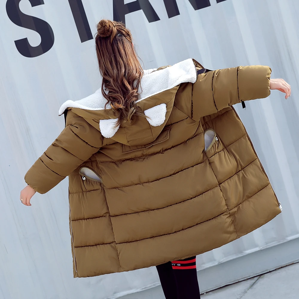 2017 Новая зимняя Женская мода тонкий овечьей шерсти Хлопчатобумажная Куртка