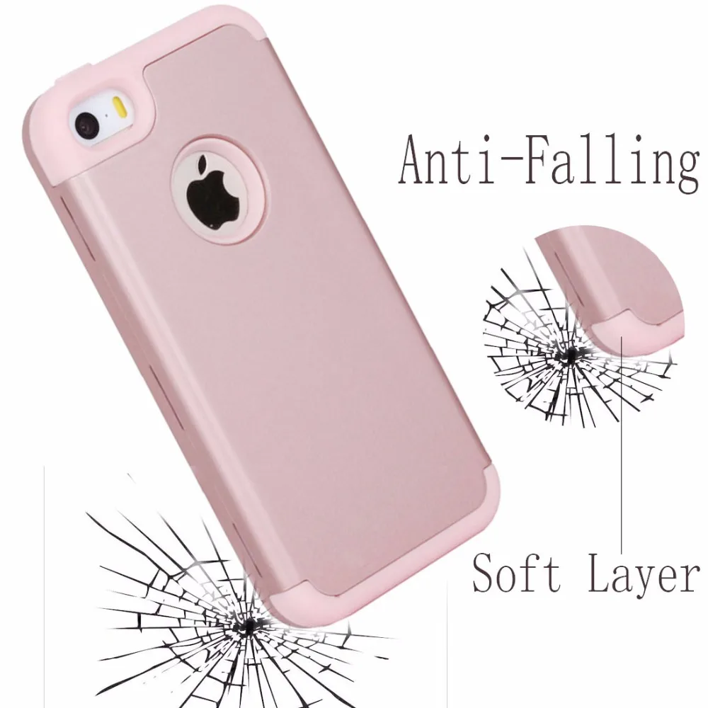 Резиновые чехлы для Apple iPhone 5 5S SE 5C S C 3в1, мягкий жесткий защитный комбинированный чехол, пластиковый чехол для телефона