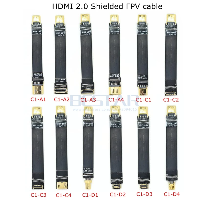 C1 FPV Mini HDMI штекер к 2 0 Micro экранированный FPC плоский кабель 4k 60 Гц 5 см м для