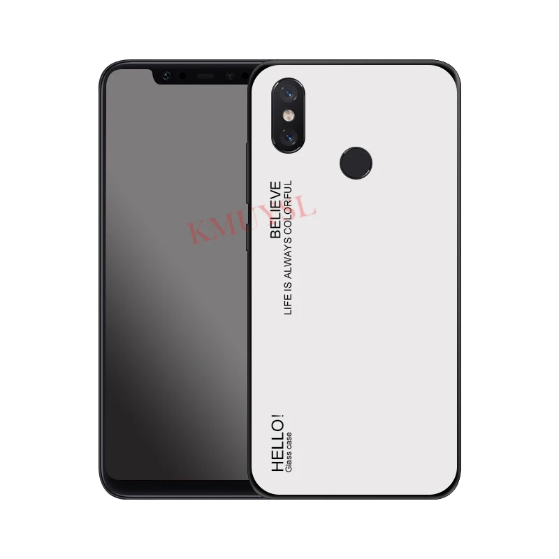 White Цветной градиентный чехол из закаленного стекла для Xiaomi Mi 8 Lite A2 A1 5X 6X Max 3 на Redmi 6A 5 Plus S2 Note 5 6 Pro 4X чехол Fundas - Цвет: White