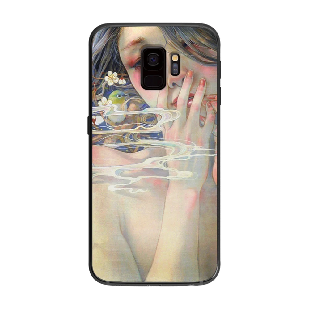 Японский девушка иллюстрации для samsung Galaxy A5 A6 A7 A8 A9 2018 2019 плюс M10 M20 M30 мягкий чехол