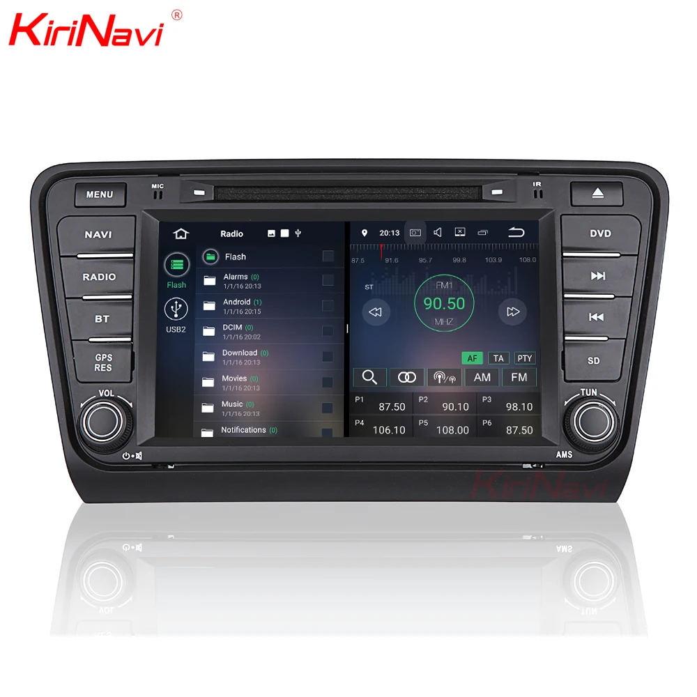 KiriNavi четырехъядерный Android 7,1 автомобильный Радио gps dvd-плеер стерео для Skoda Octavia A7 Автомобильная Мультимедийная система+ с gps WiFi