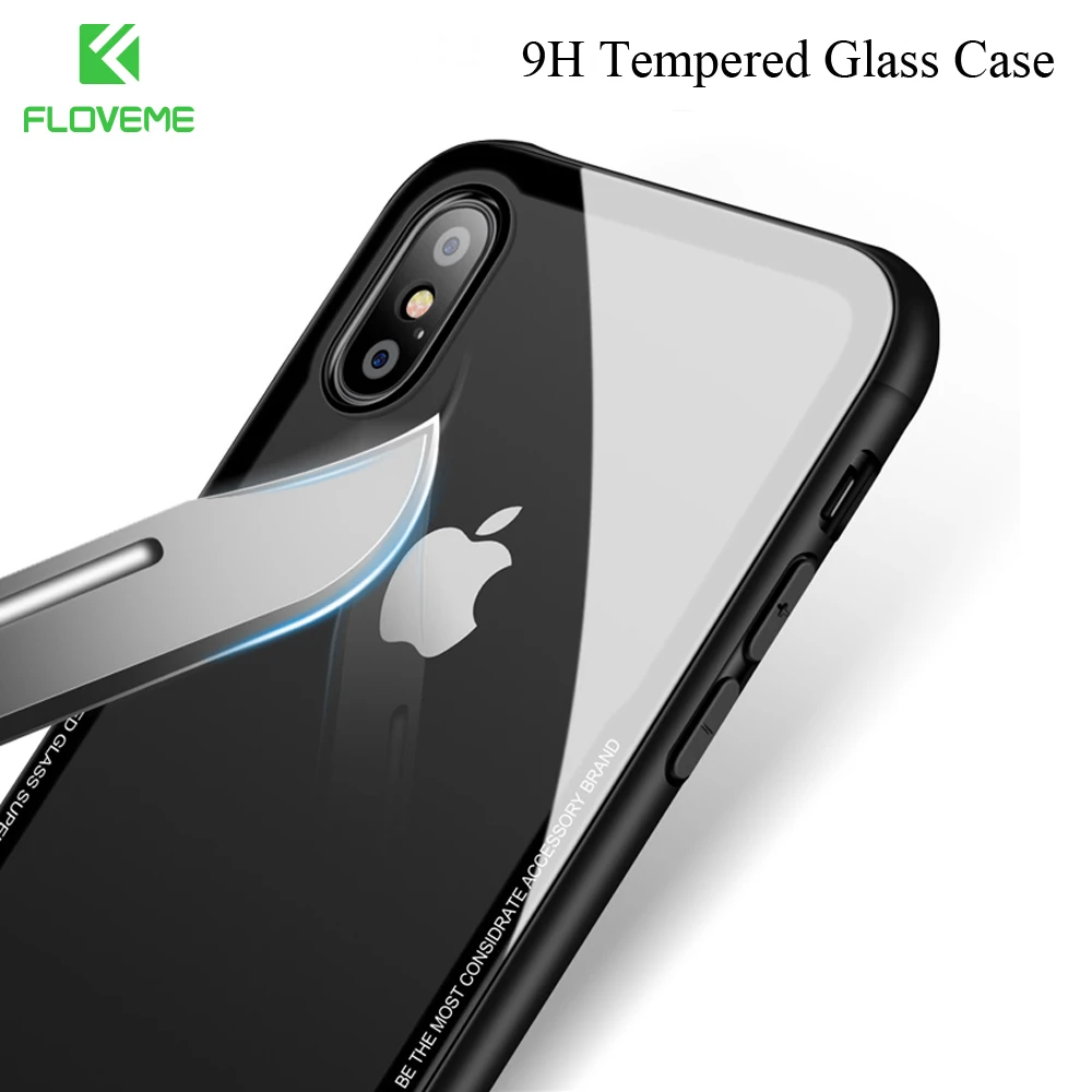 Floveme Case закаленное Стекло телефона чехол для iPhone X 10 десять Роскошные ультра