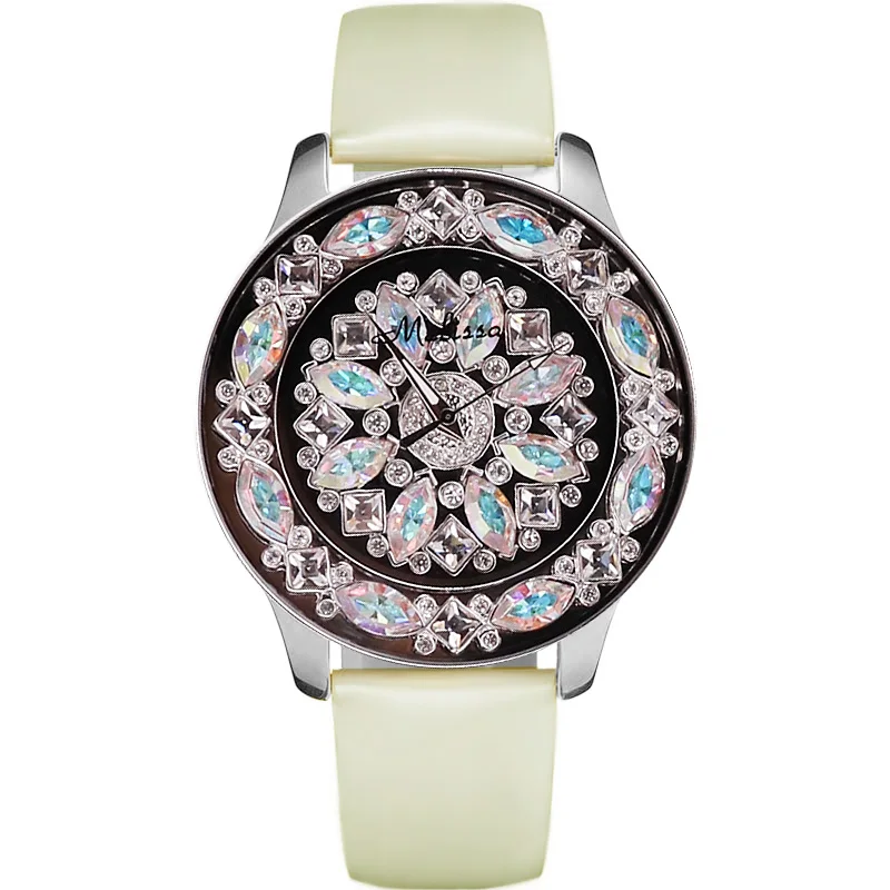 

Женские кварцевые часы Melissa, большие японские часы с кристаллами и стразами, Подарочная коробка для девочек