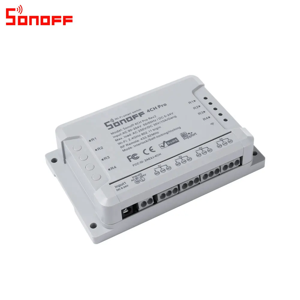 Itead Sonoff 4CH Pro R2 Wifi переключатель 4 канала инчинг самоблокирующийся замок умный WiFi RF пульт дистанционного управления работа с Alexa