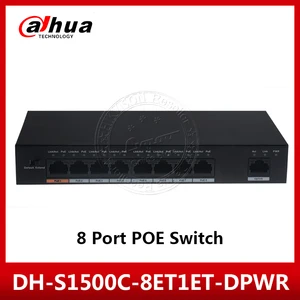 Коммутатор Dahua, 8 портов, POE S1500C-8ET1ET-DPWR, IEEE802.3af, IEEE802.3at, 1*10100 Мбитс, 8*10100 Мбитс, DH-S1500C-8ET1ET-DPWR