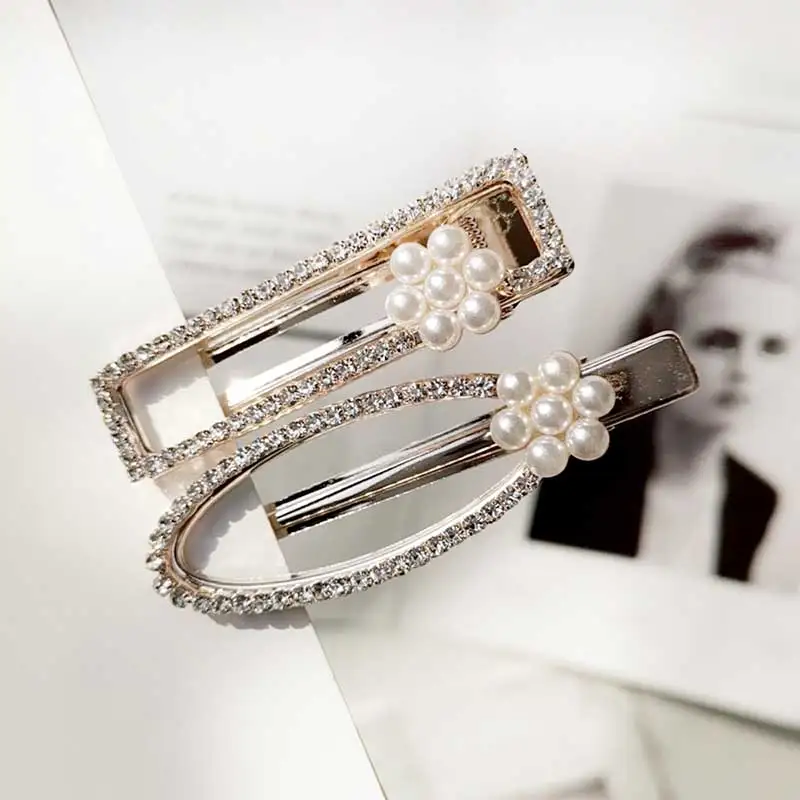 BlingBling Стразы бант заколки для волос аксессуары для волос для женщин геометрические заколки для волос для девушки заколка для волос жемчужные Заколки Для Волос