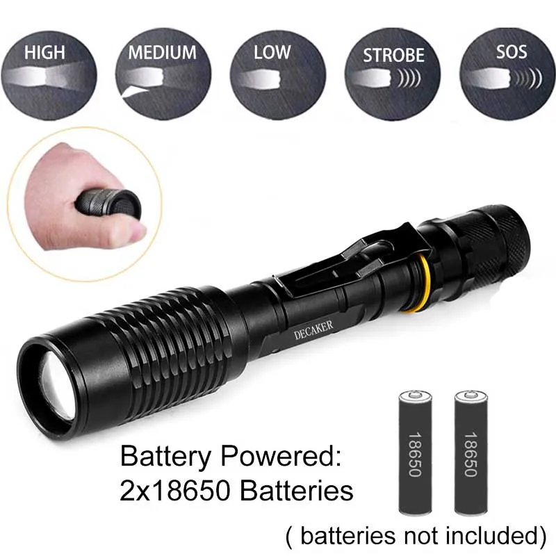 Новый Zoom тактический фонарь CREE X L T6 5 режимов Светодиодный для охоты на велосипеде