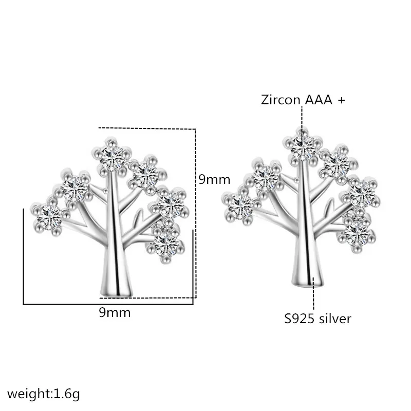sereqi New Arrival!!! Focus Fashion Fine Excellent Jewelry Silver Color Crystal Zircon Wishing Tree Gift Stud Earrings For Women | Украшения