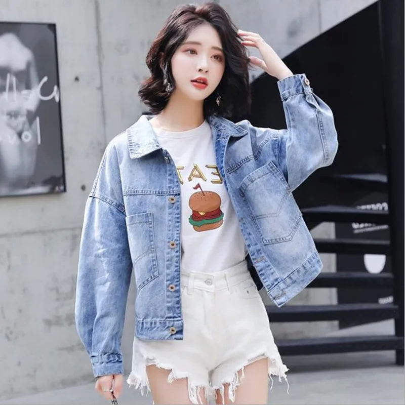 Женская Потертая джинсовая куртка-бомбер винтажная элегантная верхняя одежда с