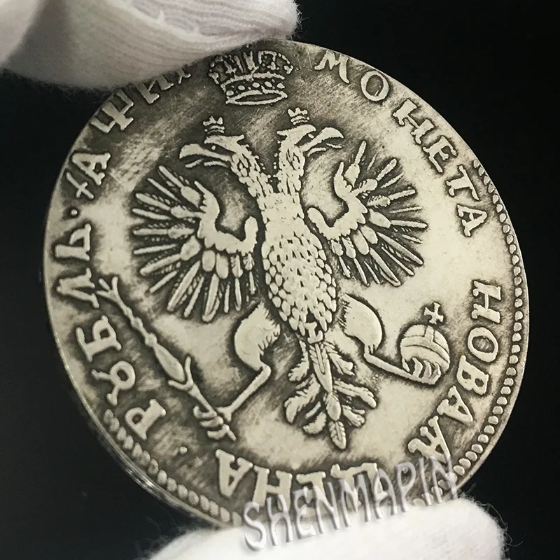 Russian Tsar Peter the Great Commemorative Coin I Antique Silver Coins Collectibles Liberty Double Eagle Challenge | Дом и сад