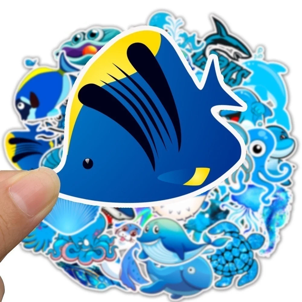 PickJoy 49 шт. синие морские автомобильные наклейки с животными граффити наклейки багаж ноутбук мотоцикл ПВХ наклейка игрушка наклейки