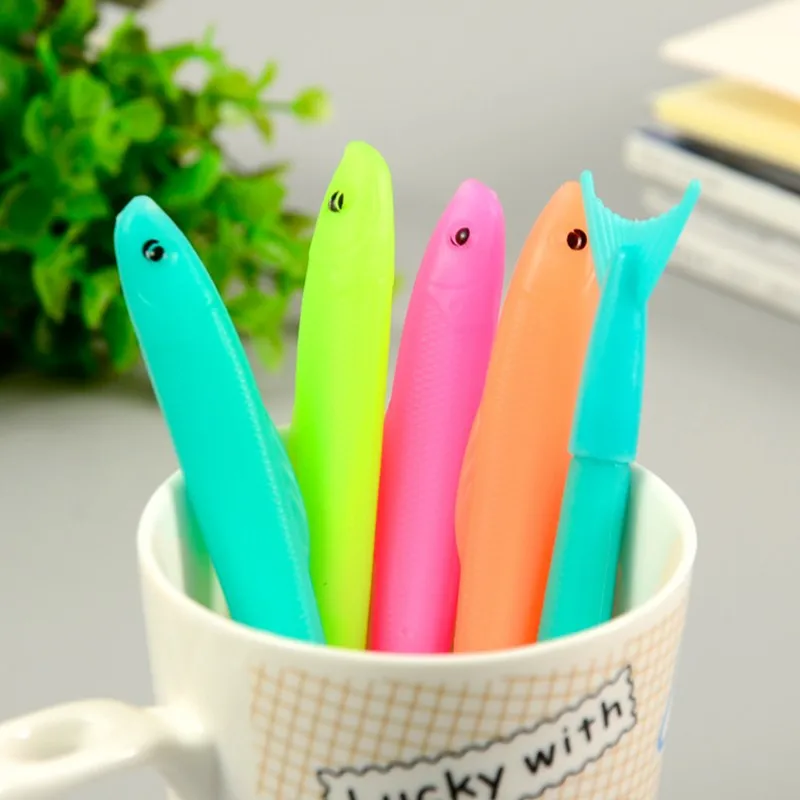 4 шт./лот милые цветные кавайные ручки с гелевыми рыбками канцелярские
