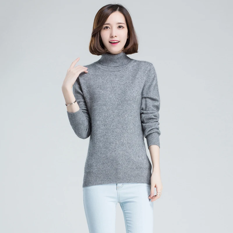 High-quality female cashmere sweater high collar simple lady knitwear comfort a clothes | Женская одежда