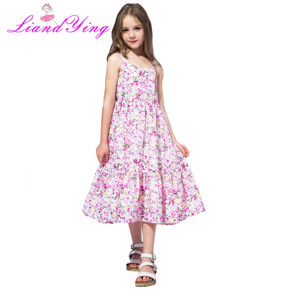 Flower Girl Dress Pink Floral Chiffon Maxi 2022 Summer Princess Wedding Party Gowns Kids Clothes Size 2-12Y | Детская одежда и