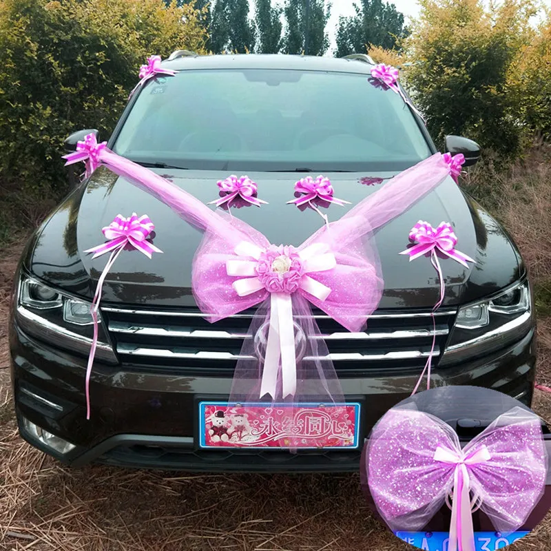 Новое поступление персональный главный и замшевый свадебный автомобиль команда моделирование корейский лук цветы набор украшения Свадебный центр поставки