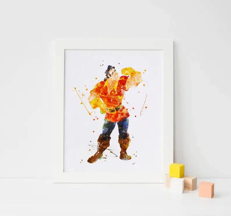 Постер Gaston print Красавица и Чудовище Гастон акварельный домашний Настенный декор