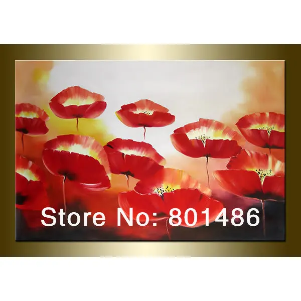 Современное цветочное искусство Красные Маки Цветы картина 100% ручная роспись
